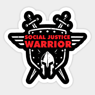 Social Justice Warrior (SJW) - funny shield, helmet and swords warrior Sticker